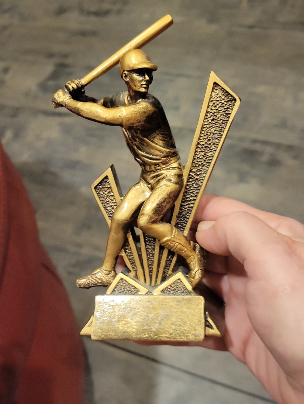 Baseball Trophy For Young Man.Gold/ Bronze Laquered Resin
